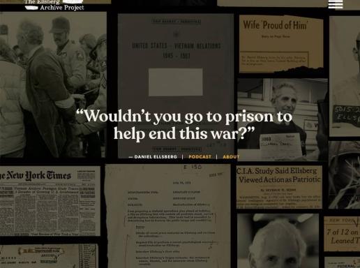 Screen capture of Ellsberg Archive Project website