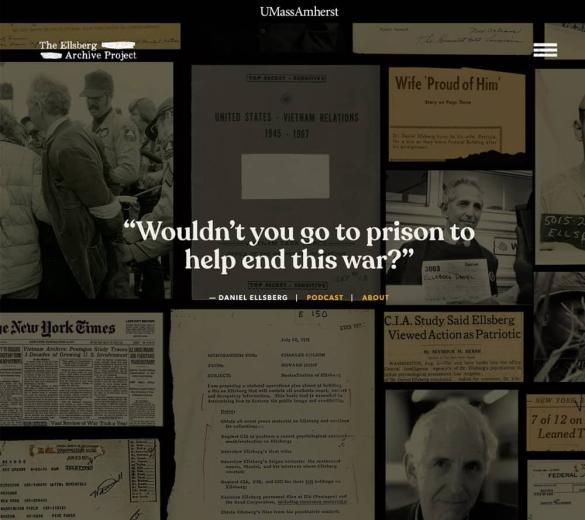 Screen capture of Ellsberg Archive Project website